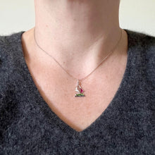 Load image into Gallery viewer, Art Deco Yacht Sailboat Platinum Diamond Sapphire Ruby Peridot Charm Pendant