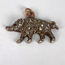 Load image into Gallery viewer, Antique 18K Rose Gold Silver Ruby Diamond Pig Charm Pendant