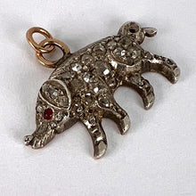Load image into Gallery viewer, Antique 18K Rose Gold Silver Ruby Diamond Pig Charm Pendant