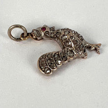 Load image into Gallery viewer, Antique 18K Rose Gold Silver Ruby Diamond Rooster Charm Pendant