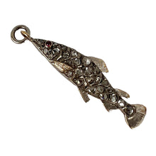 Load image into Gallery viewer, Antique 18K Rose Gold Silver Ruby Diamond Fish Charm Pendant