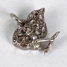Load image into Gallery viewer, Antique 18K Rose Gold Silver Ruby Diamond Chick Charm Pendant