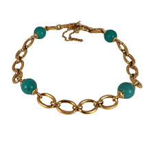 Load image into Gallery viewer, 18 Karat Yellow Gold Turquoise Link Bracelet