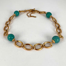 Load image into Gallery viewer, 18 Karat Yellow Gold Turquoise Link Bracelet