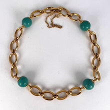 Load image into Gallery viewer, 18 Karat Yellow Gold Turquoise Link Bracelet
