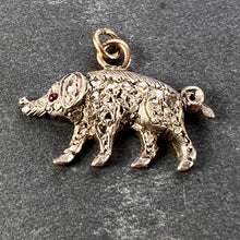 Load image into Gallery viewer, Antique 18K Rose Gold Silver Ruby Diamond Pig Charm Pendant