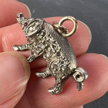 Load image into Gallery viewer, Antique 18K Rose Gold Silver Ruby Diamond Pig Charm Pendant