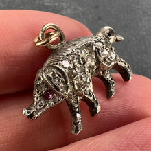 Load image into Gallery viewer, Antique 18K Rose Gold Silver Ruby Diamond Pig Charm Pendant