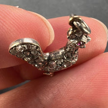 Load image into Gallery viewer, Antique 18K Rose Gold Silver Ruby Diamond Rooster Charm Pendant