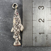 Load image into Gallery viewer, Antique 18K Rose Gold Silver Ruby Diamond Fish Charm Pendant