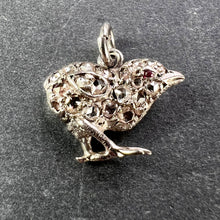Load image into Gallery viewer, Antique 18K Rose Gold Silver Ruby Diamond Chick Charm Pendant