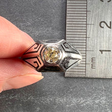 Load image into Gallery viewer, Art Deco Tinted Yellow Diamond 14K White Gold Enamel Ring