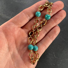 Load image into Gallery viewer, 18 Karat Yellow Gold Turquoise Link Bracelet