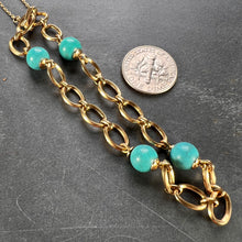 Load image into Gallery viewer, 18 Karat Yellow Gold Turquoise Link Bracelet