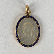 Load image into Gallery viewer, French Virgin Mary 18K Yellow Gold Mother of Pearl Enamel Charm Pendant
