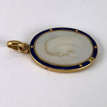Load image into Gallery viewer, French Virgin Mary 18K Yellow Gold Mother of Pearl Enamel Charm Pendant