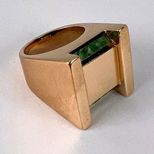 Load image into Gallery viewer, French Marin Paris Green Emerald 18 Karat Yellow Gold Tank Pinky Ring