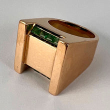 Load image into Gallery viewer, French Marin Paris Green Emerald 18 Karat Yellow Gold Tank Pinky Ring