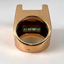 Load image into Gallery viewer, French Marin Paris Green Emerald 18 Karat Yellow Gold Tank Pinky Ring