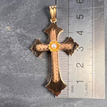 Load image into Gallery viewer, French 18K Rose Yellow Gold Pearl Cross Pendant