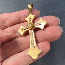 Load image into Gallery viewer, French 18K Rose Yellow Gold Pearl Cross Pendant