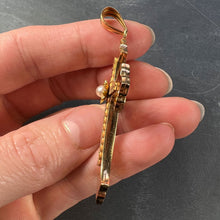 Load image into Gallery viewer, French 18K Rose Yellow Gold Pearl Cross Pendant