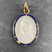 Load image into Gallery viewer, French Virgin Mary 18K Yellow Gold Mother of Pearl Enamel Charm Pendant