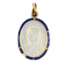 Load image into Gallery viewer, French Virgin Mary 18K Yellow Gold Mother of Pearl Enamel Charm Pendant