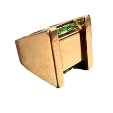 Load image into Gallery viewer, French Marin Paris Green Emerald 18 Karat Yellow Gold Tank Pinky Ring