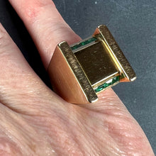 Load image into Gallery viewer, French Marin Paris Green Emerald 18 Karat Yellow Gold Tank Pinky Ring