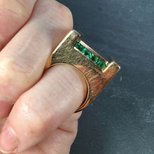 Load image into Gallery viewer, French Marin Paris Green Emerald 18 Karat Yellow Gold Tank Pinky Ring