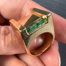 Load image into Gallery viewer, French Marin Paris Green Emerald 18 Karat Yellow Gold Tank Pinky Ring
