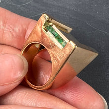 Load image into Gallery viewer, French Marin Paris Green Emerald 18 Karat Yellow Gold Tank Pinky Ring