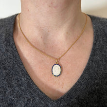 Load image into Gallery viewer, French Virgin Mary 18K Yellow Gold Mother of Pearl Enamel Charm Pendant
