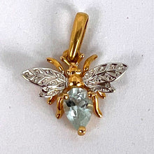Load image into Gallery viewer, French Honey Bee Aquamarine 18K Yellow White Gold Charm Pendant