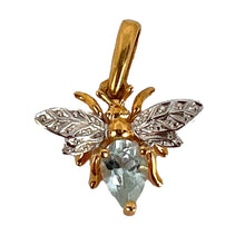 Load image into Gallery viewer, French Honey Bee Aquamarine 18K Yellow White Gold Charm Pendant