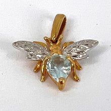 Load image into Gallery viewer, French Honey Bee Aquamarine 18K Yellow White Gold Charm Pendant