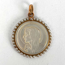Load image into Gallery viewer, French Virgin Mary Mother of Pearl 18K Yellow Gold Pearl Charm Pendant