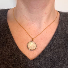 Load image into Gallery viewer, French Virgin Mary Mother of Pearl 18K Yellow Gold Pearl Charm Pendant