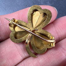 Load image into Gallery viewer, French Clover 18K Yellow Gold Pearl Diamond Pendant Brooch