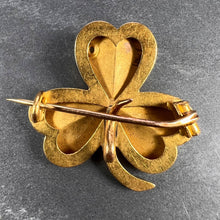 Load image into Gallery viewer, French Clover 18K Yellow Gold Pearl Diamond Pendant Brooch