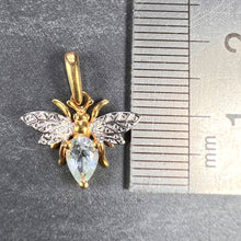 Load image into Gallery viewer, French Honey Bee Aquamarine 18K Yellow White Gold Charm Pendant