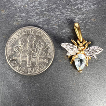 Load image into Gallery viewer, French Honey Bee Aquamarine 18K Yellow White Gold Charm Pendant