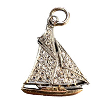 Load image into Gallery viewer, Yacht 14K Yellow Gold Platinum Diamond Charm Pendant