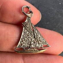 Load image into Gallery viewer, Yacht 14K Yellow Gold Platinum Diamond Charm Pendant