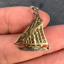 Load image into Gallery viewer, Yacht 14K Yellow Gold Platinum Diamond Charm Pendant