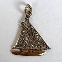 Load image into Gallery viewer, Yacht 14K Yellow Gold Platinum Diamond Charm Pendant