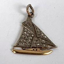 Load image into Gallery viewer, Yacht 14K Yellow Gold Platinum Diamond Charm Pendant