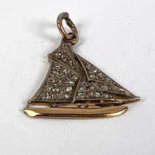 Load image into Gallery viewer, Yacht 14K Yellow Gold Platinum Diamond Charm Pendant
