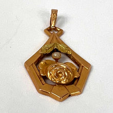 Load image into Gallery viewer, French Rose 18K Yellow Gold Pearl Charm Pendant
